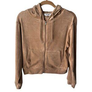 New Refuge Athletics Women’s Size XL Velvet Velour Full Zip Hoodie Tan NWT